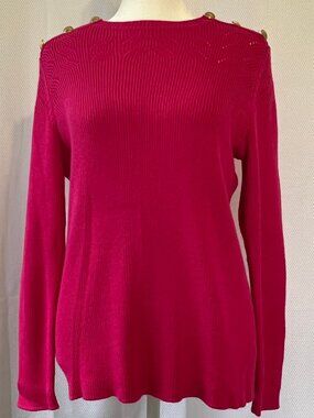 Talbot's Magenta/Fuchsia Textured-Knit Sweater NWT Petite Large